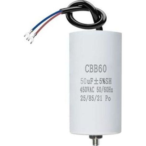 CBB60 450V 50µF 50/60HZ Condensateur,Condensateur de démarrage,condensateur cbb60,condensateurs,avec fils M8,50x106mm,50UF,Pour moteur,Pompes de piscine,Fendeurs de bois (1/5)