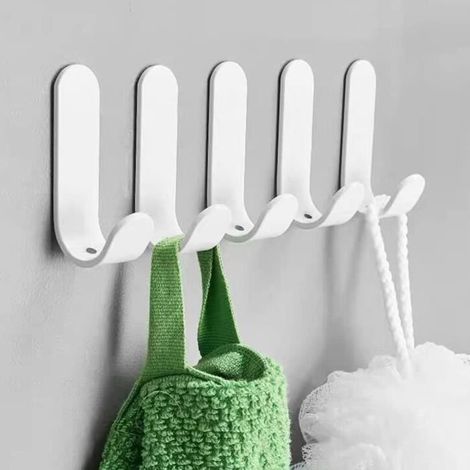 5 Pièces Crochet Adhésif 3M, Crochet en Inox Mural de Salle de Bains, Accroche Torchon Cuisine, Adhésif Crochet sans Percer (1/4)