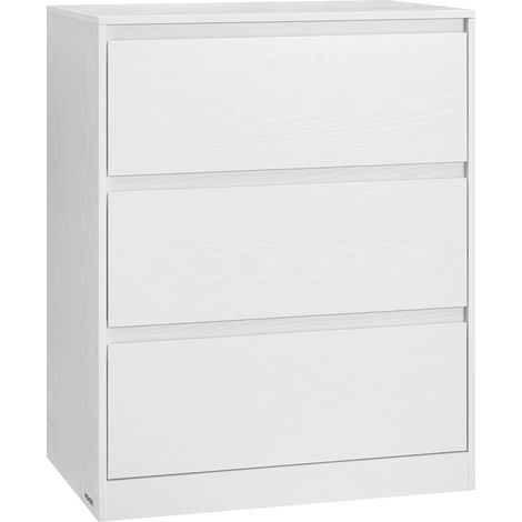 Vasagle – Commode moderne 3 tiroirs 40 x 60 x 75 cm – Panneaux d’aggloméré et MDF – Ouverture facile avec poignées intégrées – Blanc neige (1/5)
