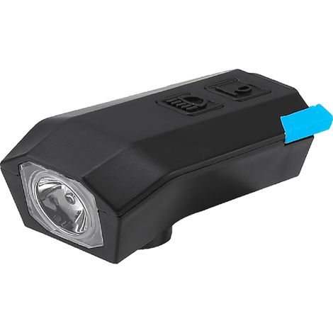 Feu avant vélo LED rechargeable USB avec klaxon intégré, accessoire cyclisme pour conduite nocturne, bleu (1/5)