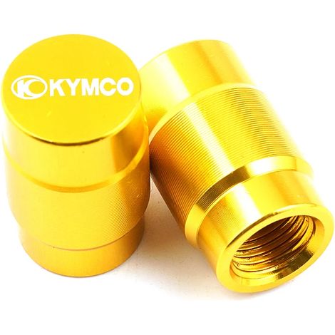 Bouchons de valve dorés compatibles avec les modèles KYMCO Downtown 300, 300i, 350i, 200i et Xciting 250/400 (béquille latérale, extension, plaque, bouchon de valve de pneu maxpower). (1/4)