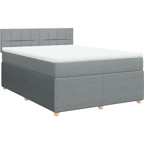 Maison Exclusive - Sommier à lattes de lit avec matelas Gris clair 140x190cm Tissu (1/5)