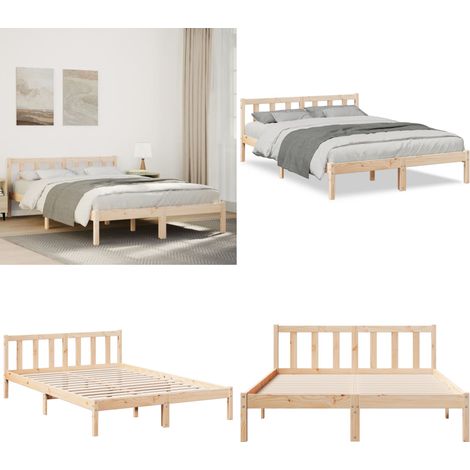 vidaXL Cadre de lit extra long sans matelas 160x220 cm bois massif pin (1/5)