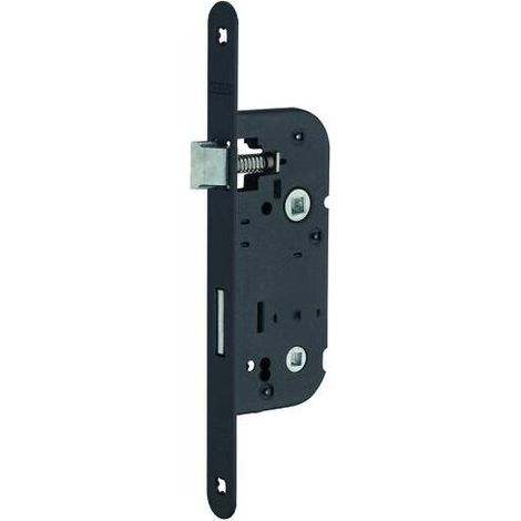 Serrure encastrable à condamnation pour porte de salle de bain – Axe 40mm – Entraxe 70mm – Coffre acier noir – Gâche fournie (1/4)
