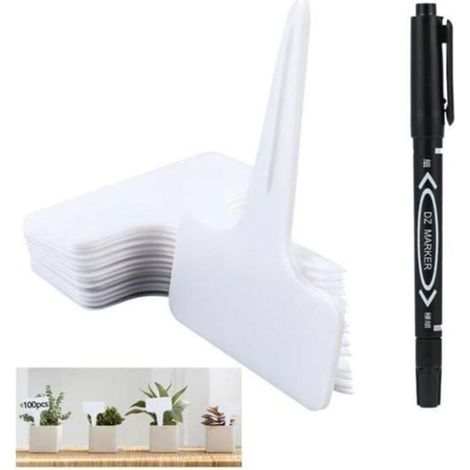 Set of 100 plant labels for your garden or vegetable patch, includes a white marker. Perfect for organizing your plants.