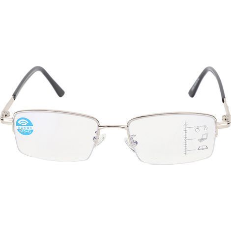 Lunettes de lecture multifocales anti-fatigue en métal avec protection contre la lumière bleue - Argent (1/5)