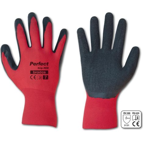 Arbeitshandschuhe mit Latexbeschichtung, rot/schwarz 7 (1/2)