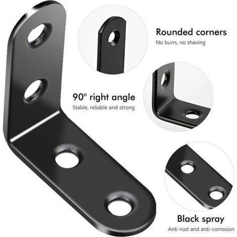 Support Angle Droit - Acier Inoxydable 40x40x16 mm - Pour Renforcement Meuble et Structure - 20 Pièces (1/5)
