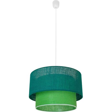 Lámpara colgante escandinava de yute, doble pantalla, verde y blanca, 1xE27 60W, BUENO Milagro (1/5)