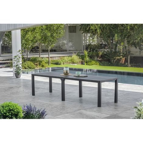 Table de jardin modulable 3 en 1 – En résine synthétique gris graphite – Rectangulaire – Finition bois – 6 places – Allibert
