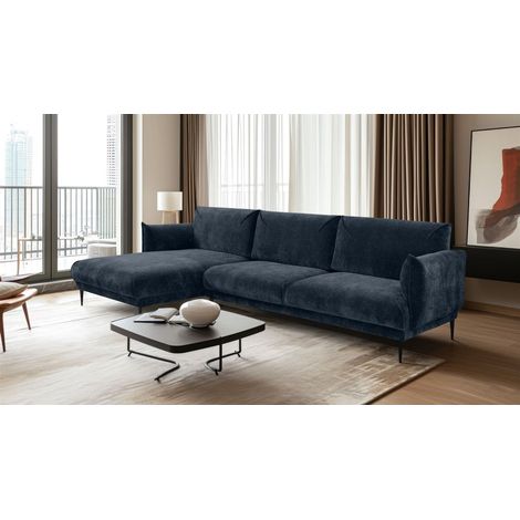Ecksofa Designersofa MADISON in Stoff Dress Me Blau Ottomane Links (1/3)