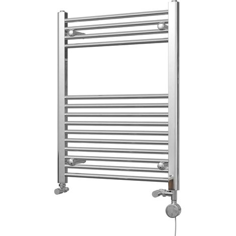 Zennor - Chrome Dual Fuel Towel Rail H800mm x W600mm Thermostatic - Straight (1/3)
