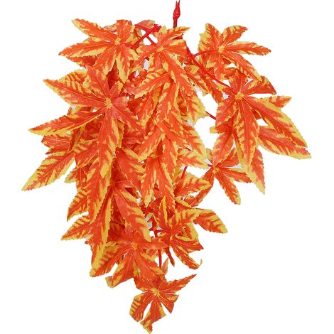 Künstliche Reptilienpflanzen, naturgetreue Hängepflanzen aus Kunststoff mit Saugnapf für Terrarien, Aquarien und mehr – T-007 Orange (1/5)