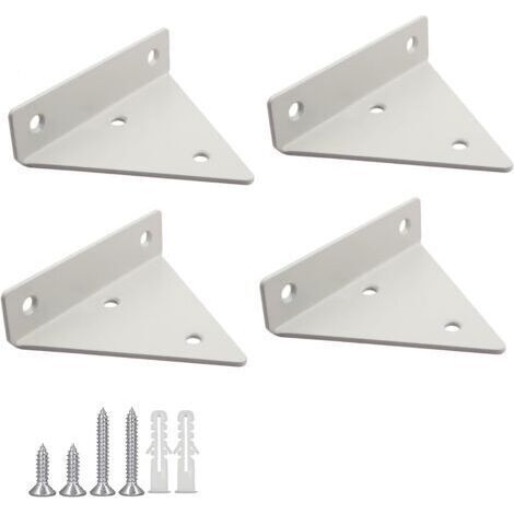 FENOPLASTICA4 Pièces Supports à Tablettes Flottantes Support D'étagère en Triangle en Métal Flottant Equerre Etagere Mural Dissimulés Avec vis pour Déco Salon, Chambre, Salle de Bain - Blanc (1/5)