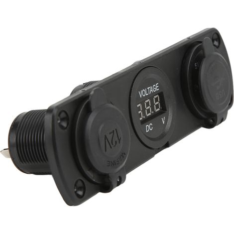 3-in-1-Stromversorgungspanel mit zwei USB-Anschlüssen, Zigarettenanzünder und digitalem LED-Voltmeter für LKW, Boot und Wohnmobil