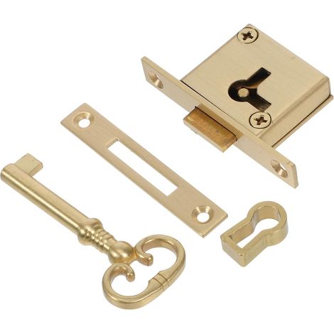 Petite serrure à clé gauche en laiton pour armoire et tiroir (1/5)