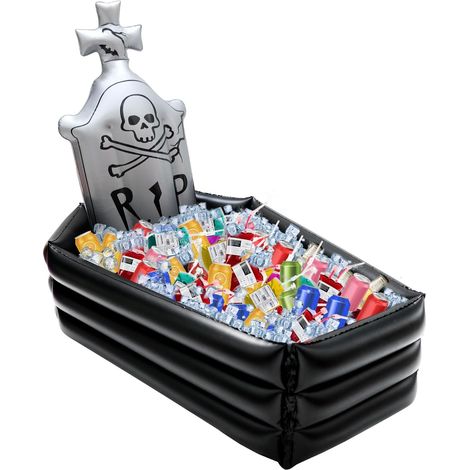 Glacière gonflable en forme de cercueil pour Halloween, 111 cm, accessoire de fête, pour intérieur et extérieur, pour boissons, pour bar, décorat (1/5)