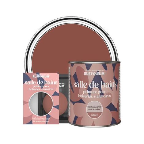 Peinture pour Boiseries & Armoires de Salle de Bains, Finition Satinée - Rouge Brique (1/3)