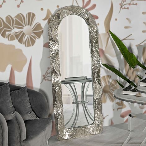 Spiegel Dadava, Rahmen in Materieffekt, Rechteckform, Wandmontage, 61x160h cm Silber (1/5)