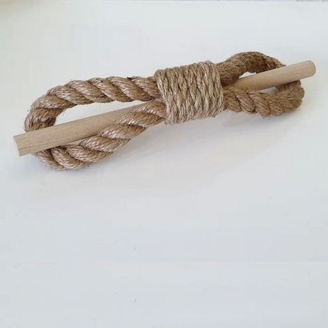 Set of 2 (Khaki Twine, 2) Handmade Bohemian Style Curtain Tiebacks with Cotton Rope and Wood (1/5)