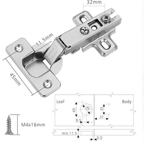 Cerniere sovrapposte per mobili da cucina, 2 pezzi, angolo di apertura 110°, per ante di armadi o credenze, in acciaio resistente