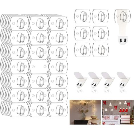 140 Crochets Adhésifs, Transparent, Charge 300g, Pour Guirlande Lumineuse, Décoration Intérieure (1/5)
