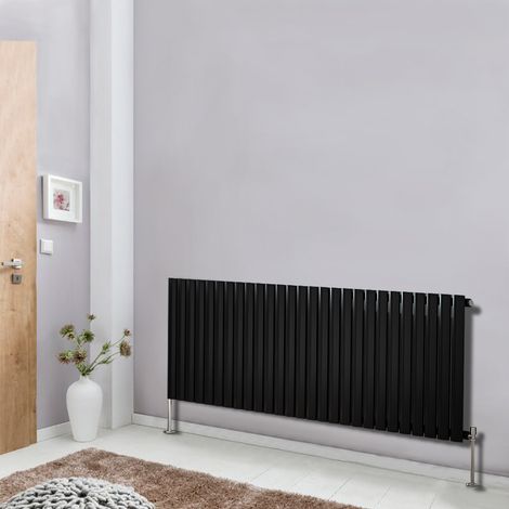 NRG Black Modern Designer Radiator Oval Column Central Heating Rads Horizontal Single 600x1593mm (1/5)
