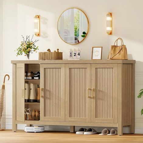 Buffet - Buffet avec 4 armoires - 140×38×83.6 cm - Étagères réglables - Panneau de particules (1/5)
