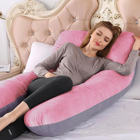 Housse de coussin de positionnement latéral : taie d'oreiller en forme de U, taie d'oreiller de maternité amovible en coton en forme de U, housse de rechange pour coussin d'allaitement adulte (1/2)