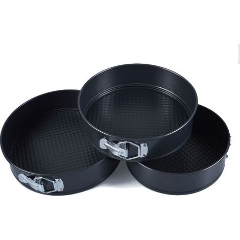 3pc Non Stick Round Cake Tins Springform Release Removable Bottom Baking Tray (1/4)