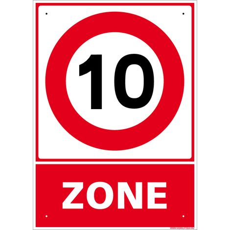 Panneau de signalisation prépercé PVC ou ALU rectangulaire + kit de fixation - Zone 10 - PVC 1 mm - 150 x 210 mm