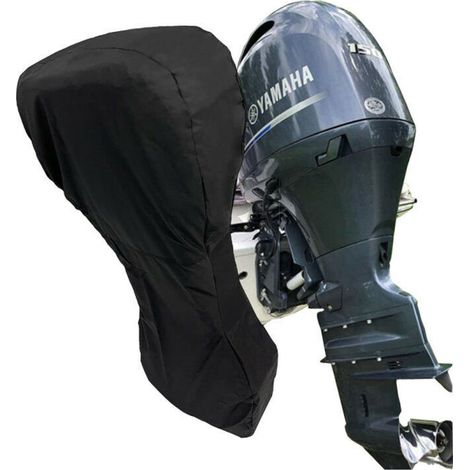 royaluxe -Housse Mot Bateau, 420D À Toute Épreuve Tissu Oxford Complète Couverture De Mot Hors-Bord du Bateau avec PVC Enrobage, Hors-Bord Housse pour Bateau Convient Noir——60100HP 200170cm (1/3)