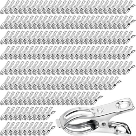 Greenhuose Lot de 200 clips de jardin 100 % acier inoxydable très résistants pour filet – Forte adhérence pour maintenir le tissu d'ombrage ou la couverture de plantes sur les cerceaux de serre de (1/5)