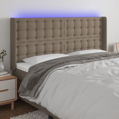 vidaXL Tête de lit à LED Taupe 183x16x118/128 cm Tissu (1/5)