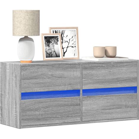 TV-Wandschrank mit LED-Beleuchtung Grau Sonoma 100x31x45 cm