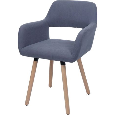 Chaise de salle à manger HWC-A50 II, chaise de cuisine chaise rembourrée, bois tissu/textile Velours (400g/m²) MVG gri (1/2)
