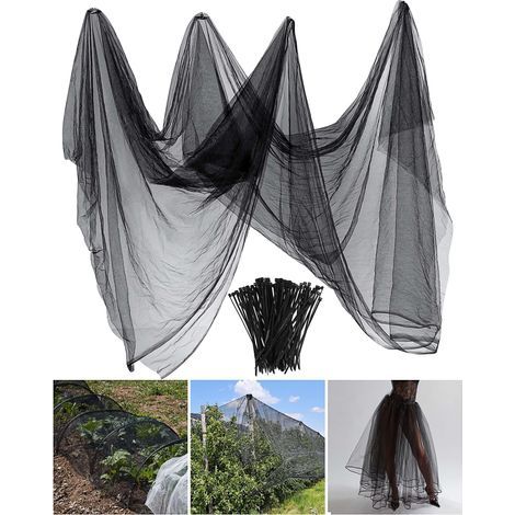 Moustiquaire de Jardin, Filet de Protection Contre Les Mouches, Les Oiseaux, la Chasse, Les Plantes aveugles (Noir, 2.4 x 10 m) (1/5)