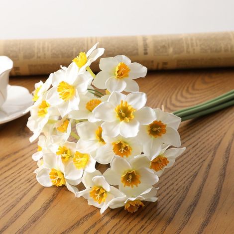 Bouquet de 3 jonquilles artificielles en soie, faux narcisses.-Online Store (1/5)