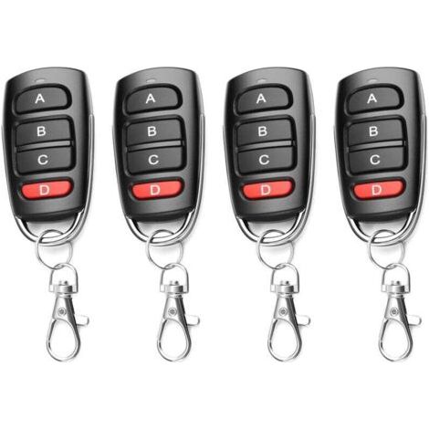 4PCS Telecommande Universelle Portail 433 Mhz, Duplicateur Porte de Garage Telecommande, Telecommande Garage Remplacement Sans Fil à 4 Boutons, Clonage Porte de Garage pour Porte Électrique (1/5)
