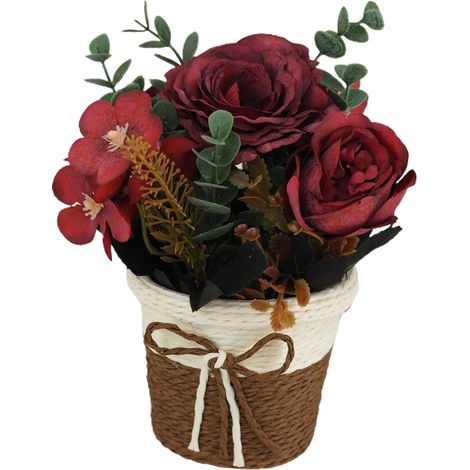 Fleur artificielle en pot, fausses fleurs réalistes et vives, pour bureau, salle de bain, chambre à coucher, décoration de salon (1/5)