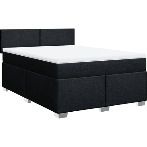 Maison Exclusive - Sommier à lattes de lit avec matelas Noir 140x190 cm Tissu