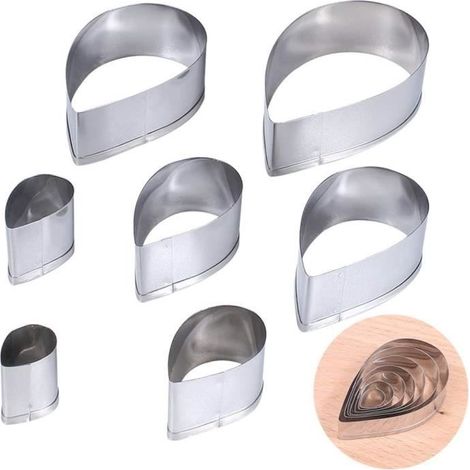 Moule,Emporte-pièce en Forme de Gouttes,Mini forme de fondant 3D en métal Convient,pour Gâteaux,Sucre,Fabrication du Pain-7pcs (1/4)