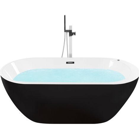 Bañera independiente de hidromasaje de acrílico negro 169 cm moderno jets de masaje spa Nevis (1/5)
