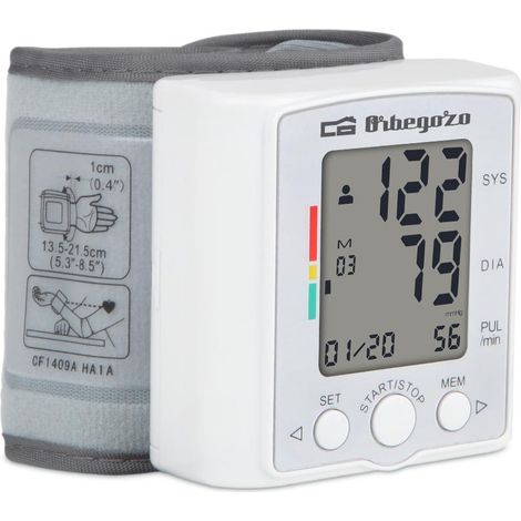 Orbegozo misuratore di pressione of polso digitale - controllo of tensione facile e preciso - 60 memorie per 2 utenti - display lcd grande - rilevamento of battito cardiaco irregolare