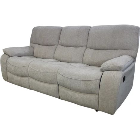 Sofá tres plazas reclinable Huracán tapizado beige, 220cm(Ancho) 98cm(Fondo) 100cm(Alto)