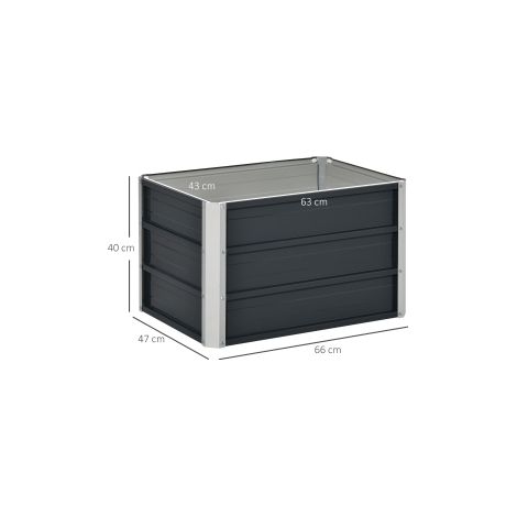 Bac potager surélevé gris foncé en acier 66 x 47 x 40 cm avec gants inclus et structure robuste pour jardin terrasse et balcon (1/5)