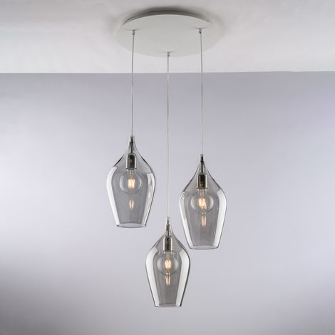 Lampadario Contemporaneo Ares Metallo Grigio Fumè 3 Luci E27 (1/2)