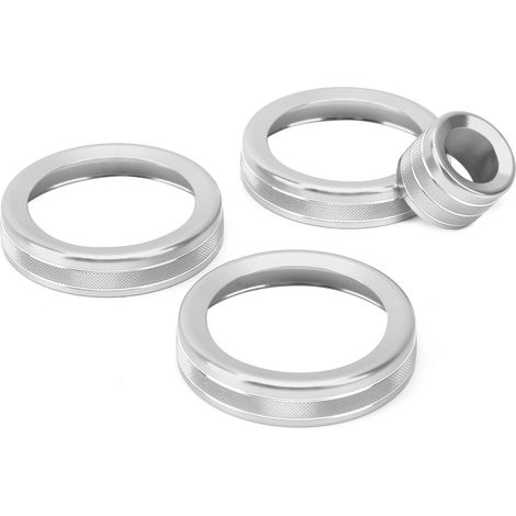 Lot de 4 anneaux décoratifs pour boutons de réglage du volume de la climatisation, compatibles avec Range Rover Evoque 2012-2018, couleur argent. (1/5)