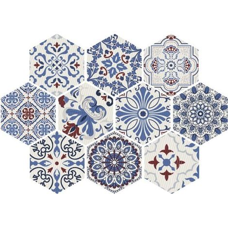 10pcs autocollants hexagonaux auto-adhésifs de tuile de pâte de pour la salle de bains d'hôtel (1/4)