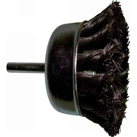 Tivoly • Spazzola da Taglio • Filo d'Acciaio Ritorto • Ø75mm • Gambo Cilindrico Ø6.35mm • Per La Spellatura Di Metalli Di Grandi Dimensioni • Per La Spellatura Di Pietre Di Grandi Dimensioni